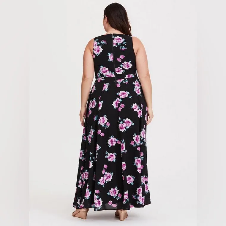 Torrid Plus Size Floral High Neck Georgette Woman’s Maxi Classic Dress Size 16 - Image 2
