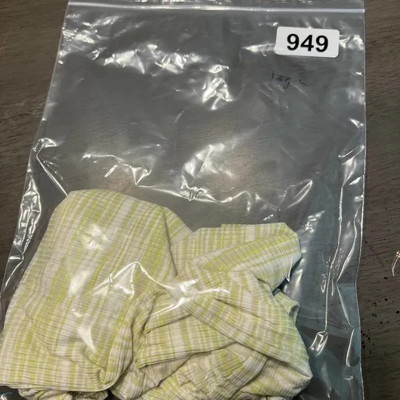 Good Luck Gem Striped Puff Sleeve Top Ribbed Knit Tee Chartreuse White M - Image 9