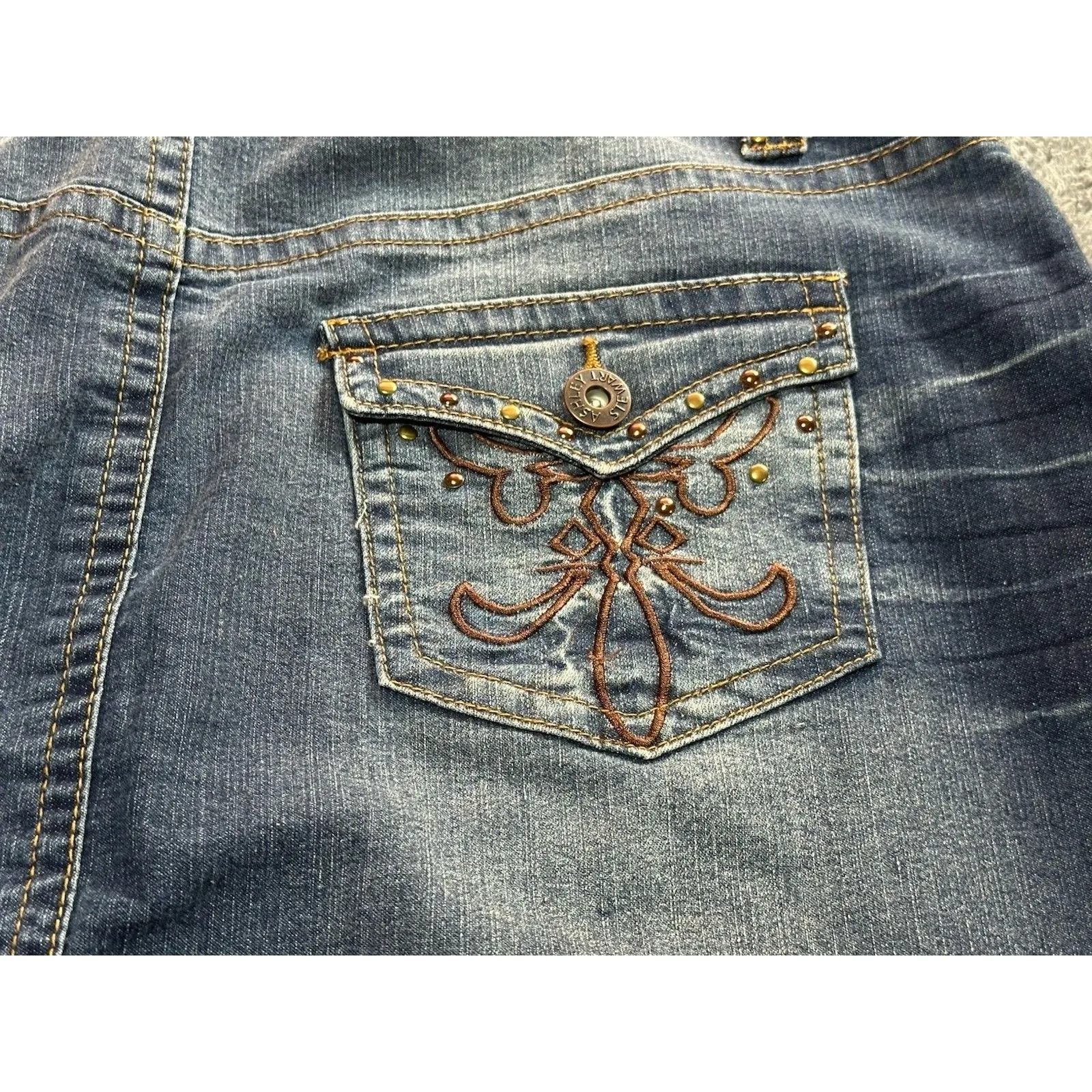 Ashley Stewart Women's Plus Size Dark Wash Denim Jean Skirt Size 14 - Image 4