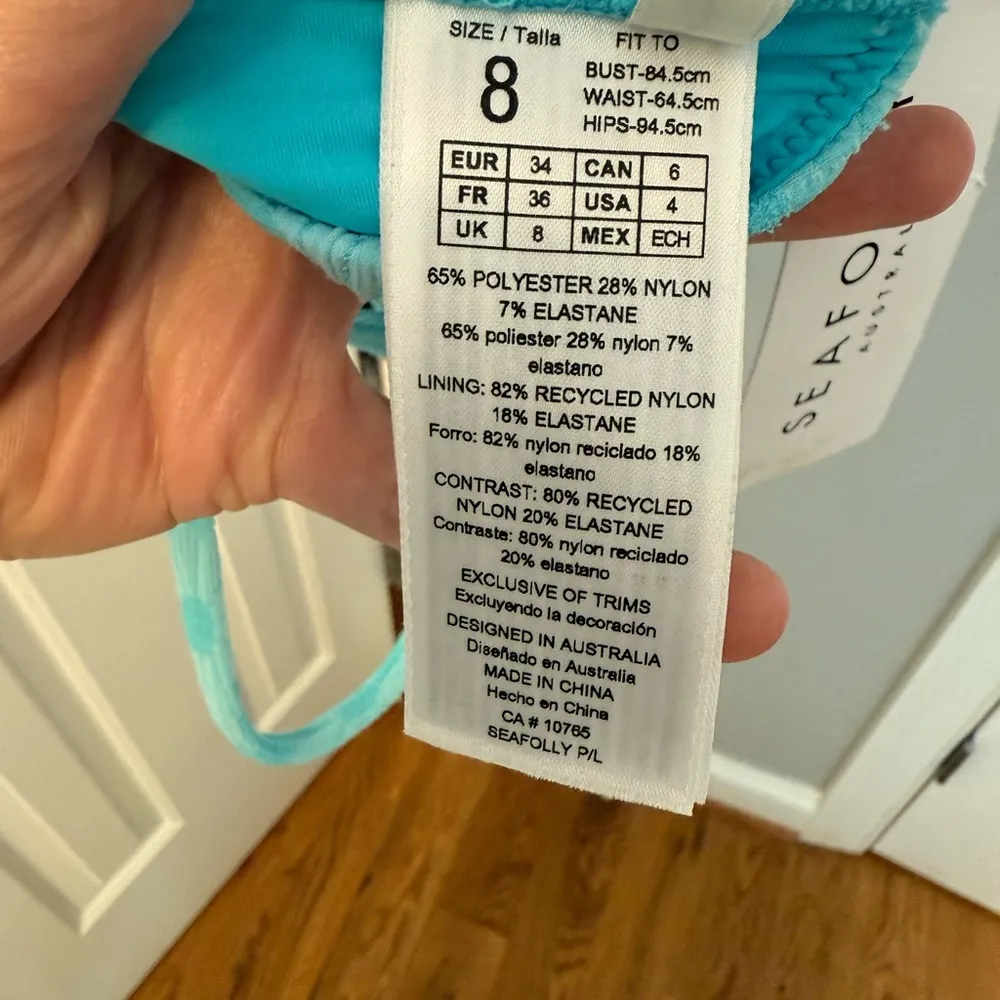 Seafolly Australia Marloe Banded Bralette Bikini Top - Atoll Blue size US 4 NWT - Image 10