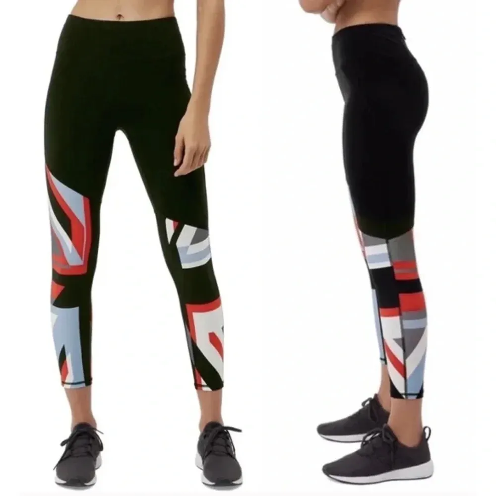 Sweaty Betty The Power Matte Union Jack UK Flag Ankle Leggings Size XS Sporty - Image 3