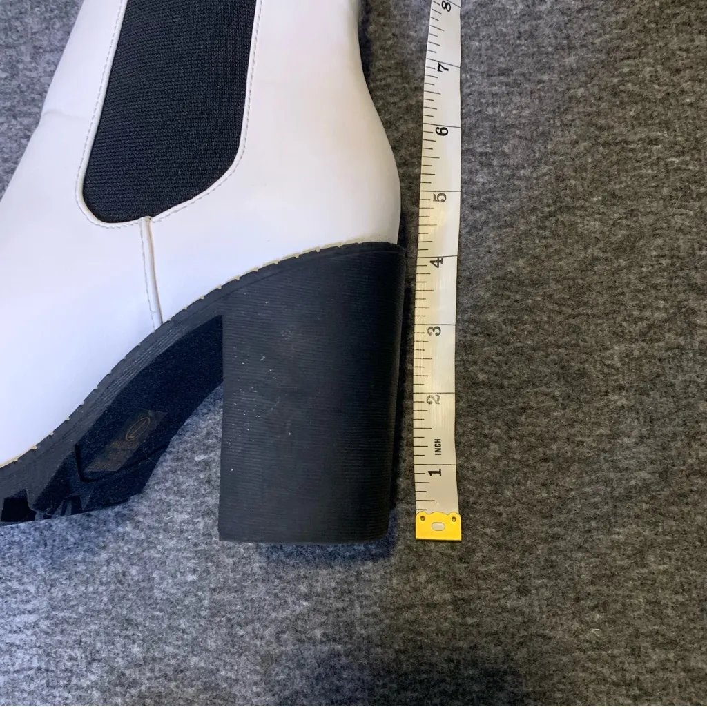 Soda White Chunky Heel Boots - Image 9