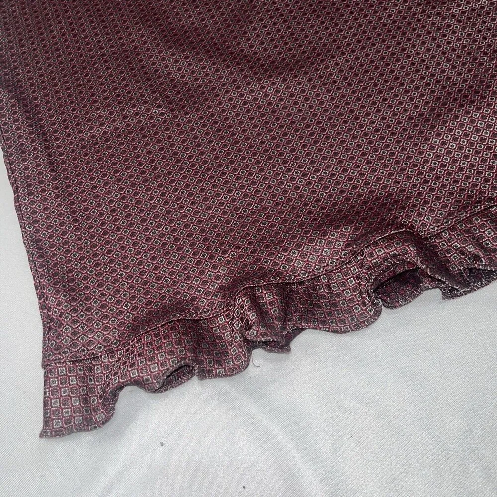 Max Studio London XL Midi Metallic Pink Patterned Skirt Ruffle Hem - Image 2