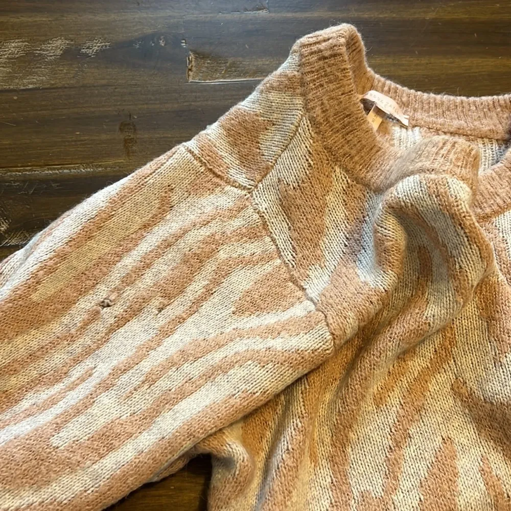 Rebecca Taylos Tiger Stripe Merino Wool Alpaca Cotton Blend Sweater Small - Image 10