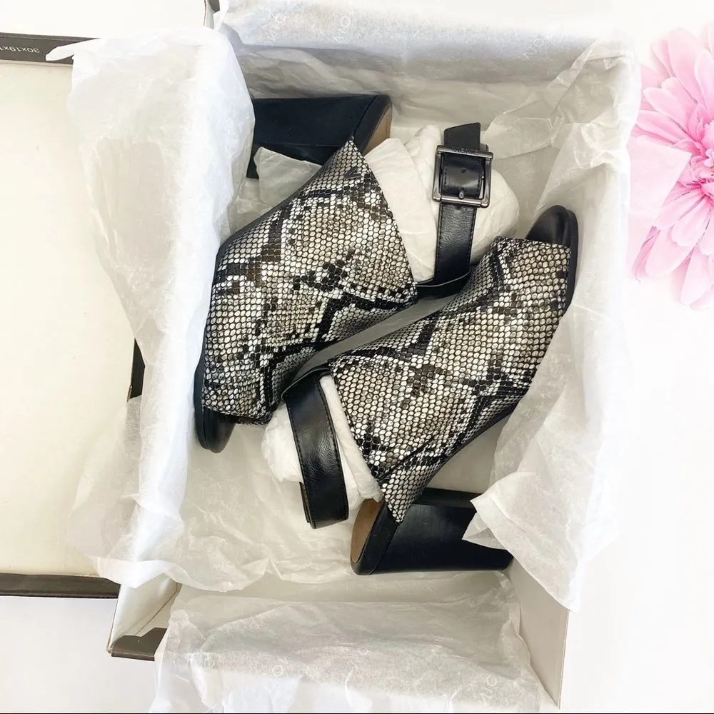 Leather Perk Kaia Stacked Heel Sandals: Natural Snake - Image 14