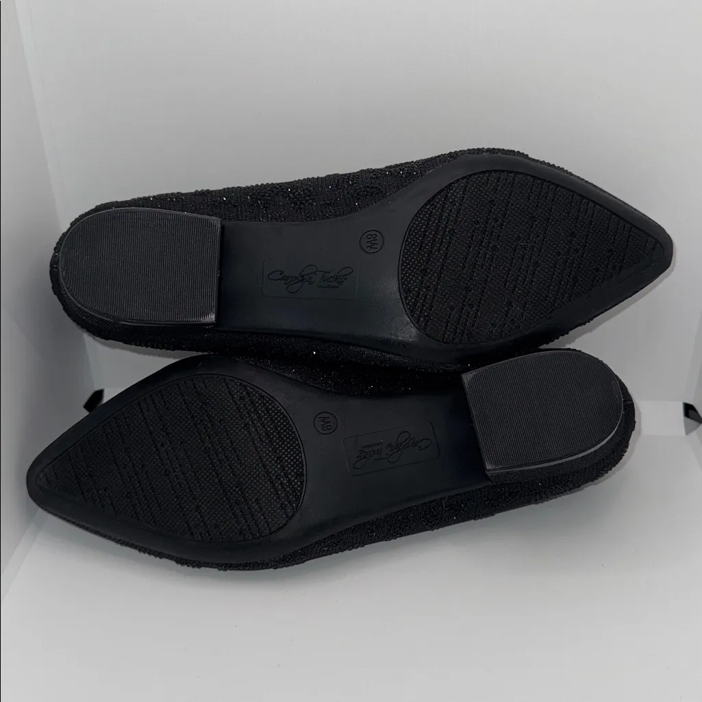 Carolyn Tucker Black Rhinestone Pumps Heel Women’s 8 Wide 8W - Image 10