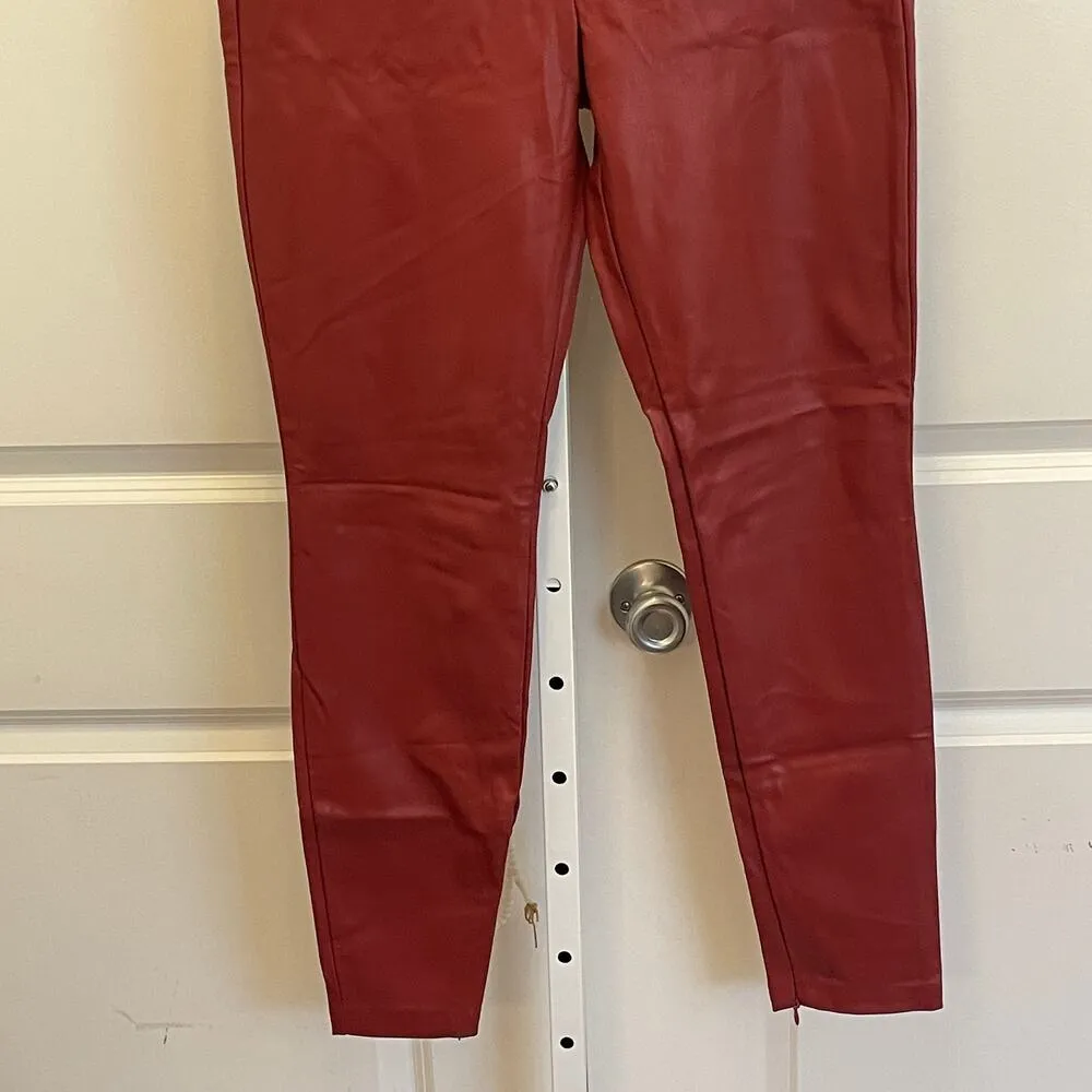 NWT Zara Faux Leather Pants/Leggings - Women Size L - Red - Image 5