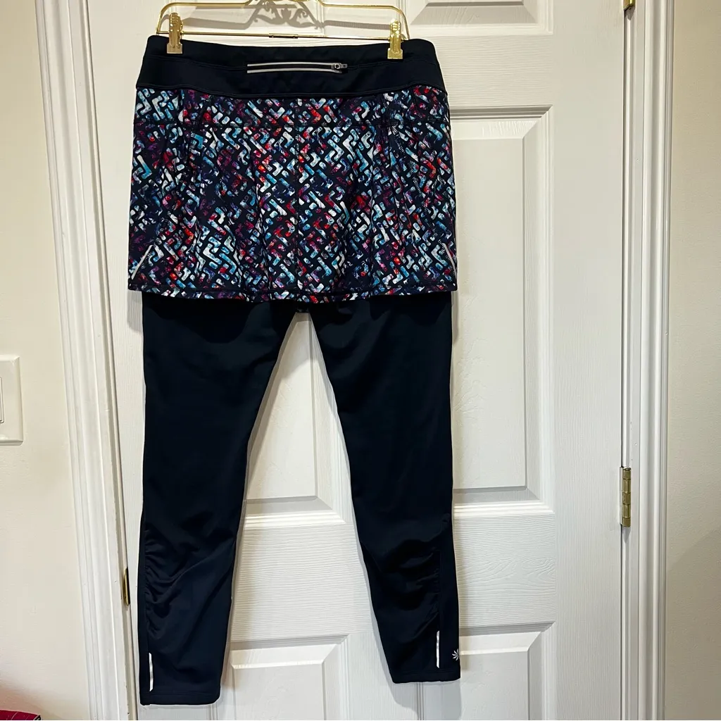 Athleta Size Large Electric Placid 2 in 1 Tight Skirt Navy Blue Fleece Lined - Image 4