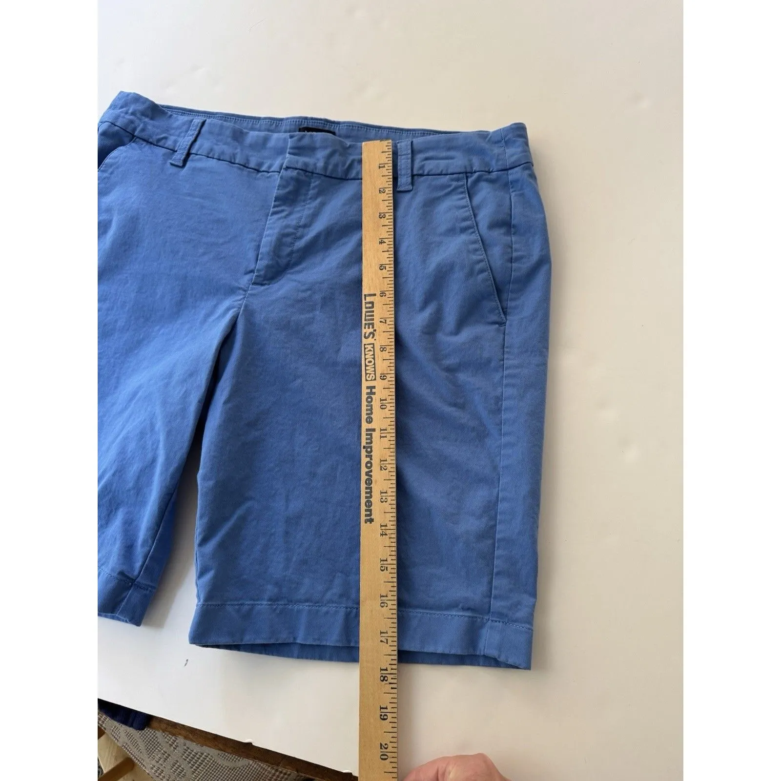 J.Crew Short Women's 10 Blue Chino Flat Front Pockets Cotton Blend 8.5” Inseam - Image 5