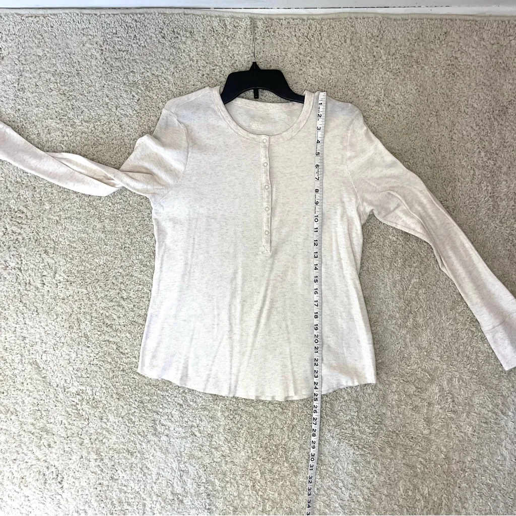 Cream Long Sleeve Henley Top - Image 4
