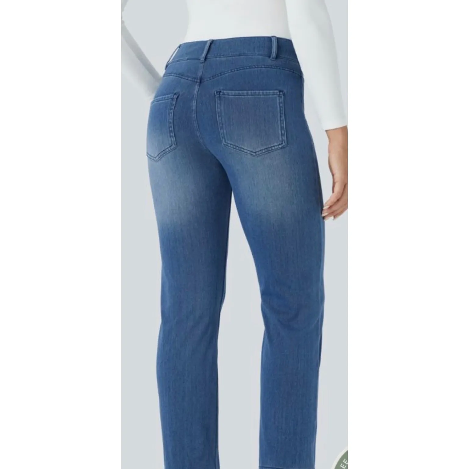 Brand New Halara Women's Size XL Blue Flex Denim High Waisted Cropped Jeans - Image 2