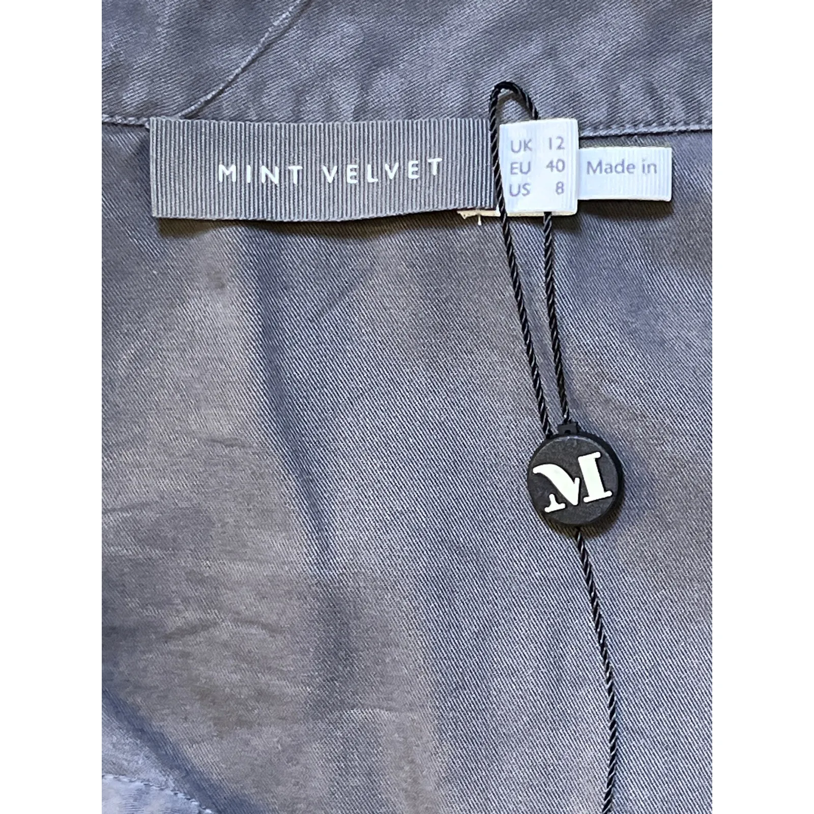 Mint Velvet Utility Midi Shirt Dress Grey Lyocell Sleeveless Button Front 8 Gray - Image 10