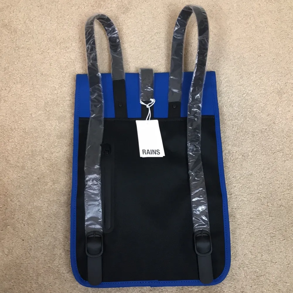 NWT RAINS Mini Rucksack Backpack Waves Blue Black Waterproof - Image 9