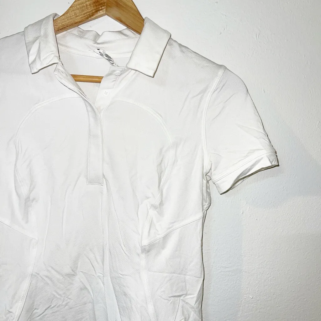 Lululemon white quick drying curved hem polo shirt - Image 2