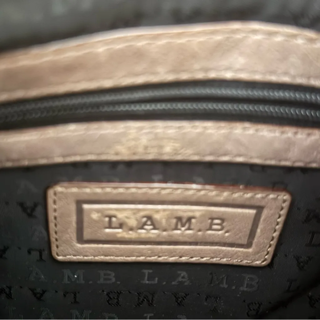 L.A.M.B. Gwen Stefani Taupe Leather Quilted Crossbody Bag - Image 5