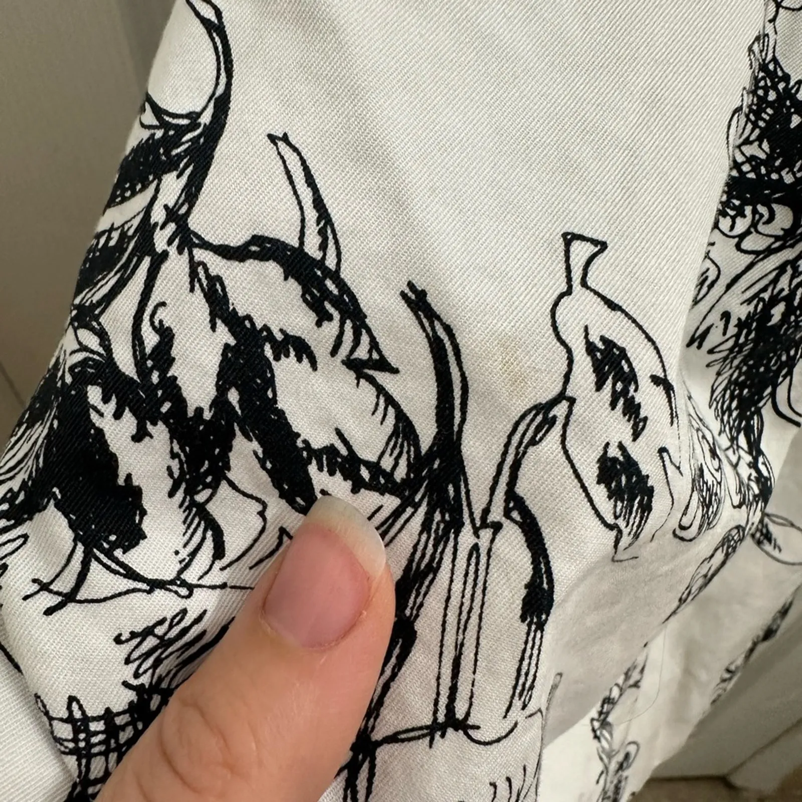 Eddie Bauer French Toile Floral Black & White 100% Cotton Skirt 6 Small Natural - Image 4