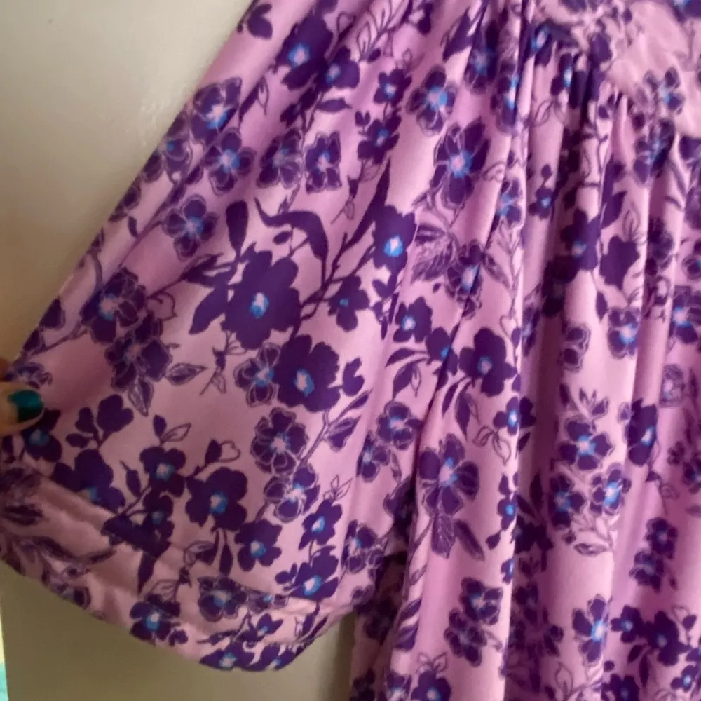 Dreamcrest Women’s Nightgown Duster 3X 3XL Pink & Purple Floral Bust 64” - Image 6