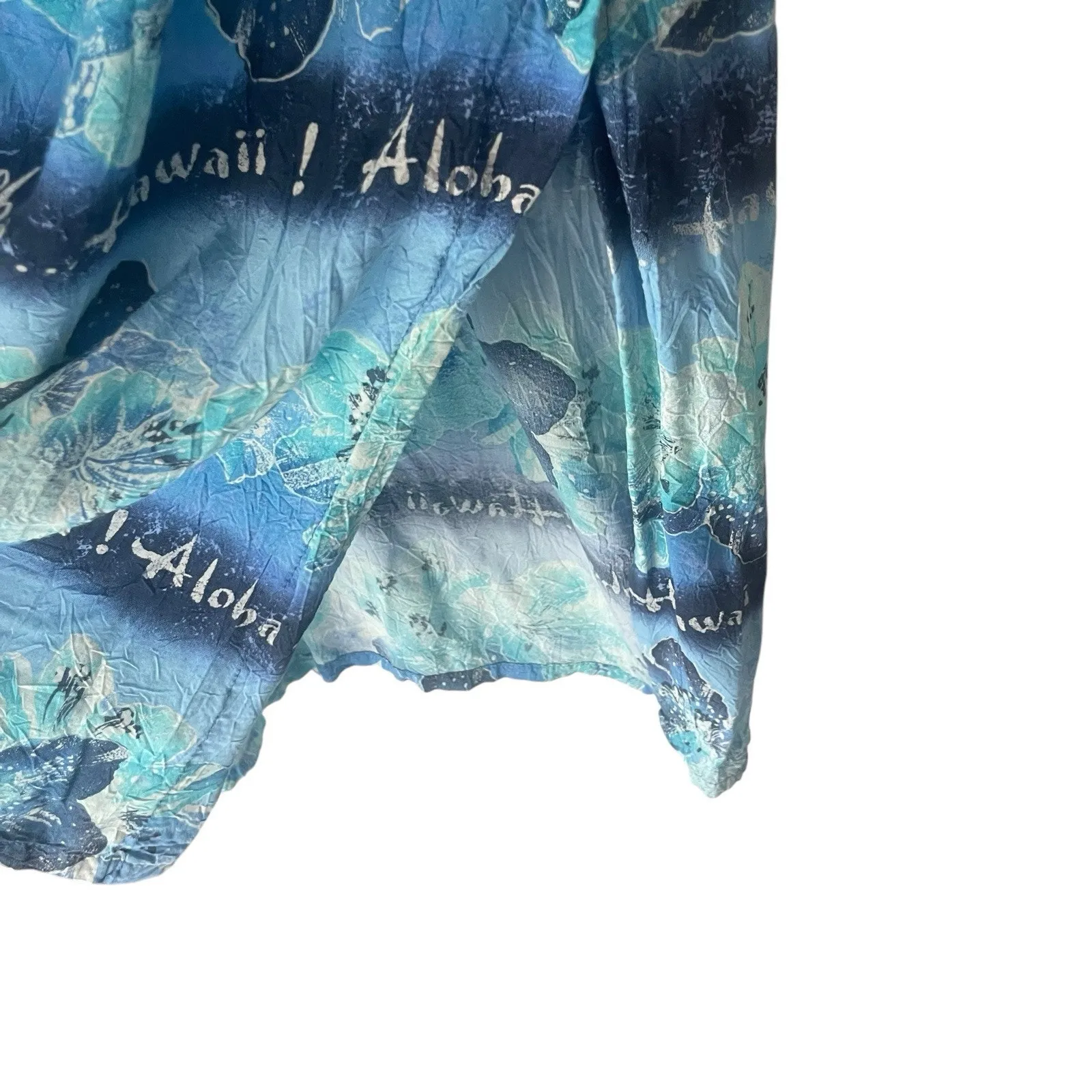 Jams World Vintage 90s Size Medium Blue Hawaii Hibiscus Floral Maxi Dress‎ - Image 5