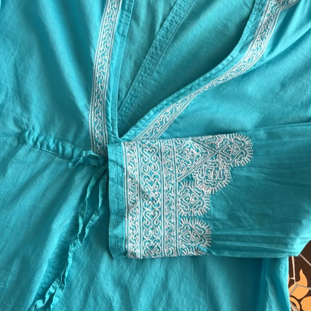 TROPICAL ESCAPE EMBROIDERED BEACH TUNIC Sz:M - Image 3