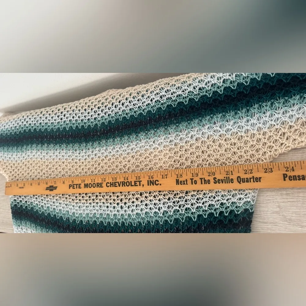 J Jill Sweater Linen Blend Open Knit 3/4 Sleeve Beachy Coastal Loose Size Small - Image 7