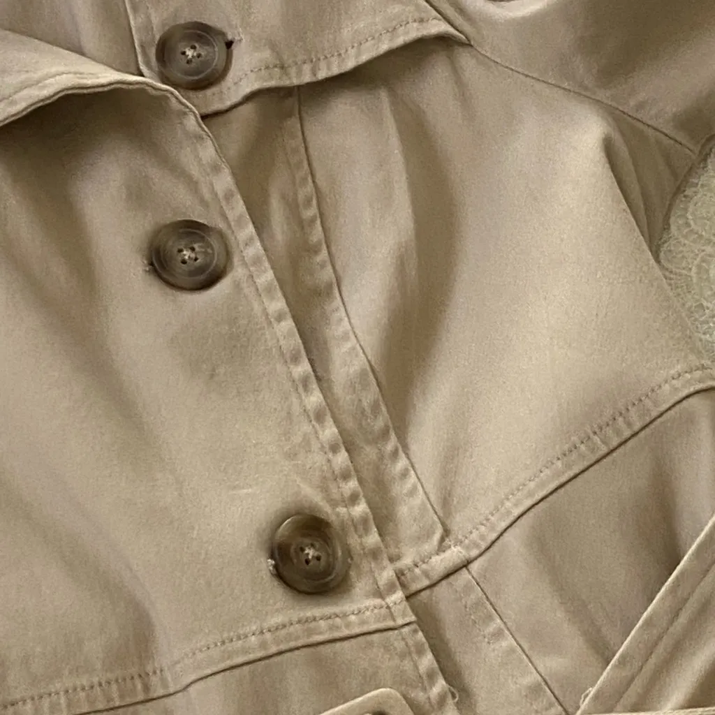 Torrid Tan Trench Coat Double Breasted 2 Pockets Belted Size 00 - Image 8