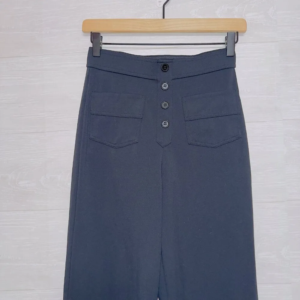 Amazon  Branded Women's Black High Waisted Button Front Wide Leg Casual Pants - Image 2