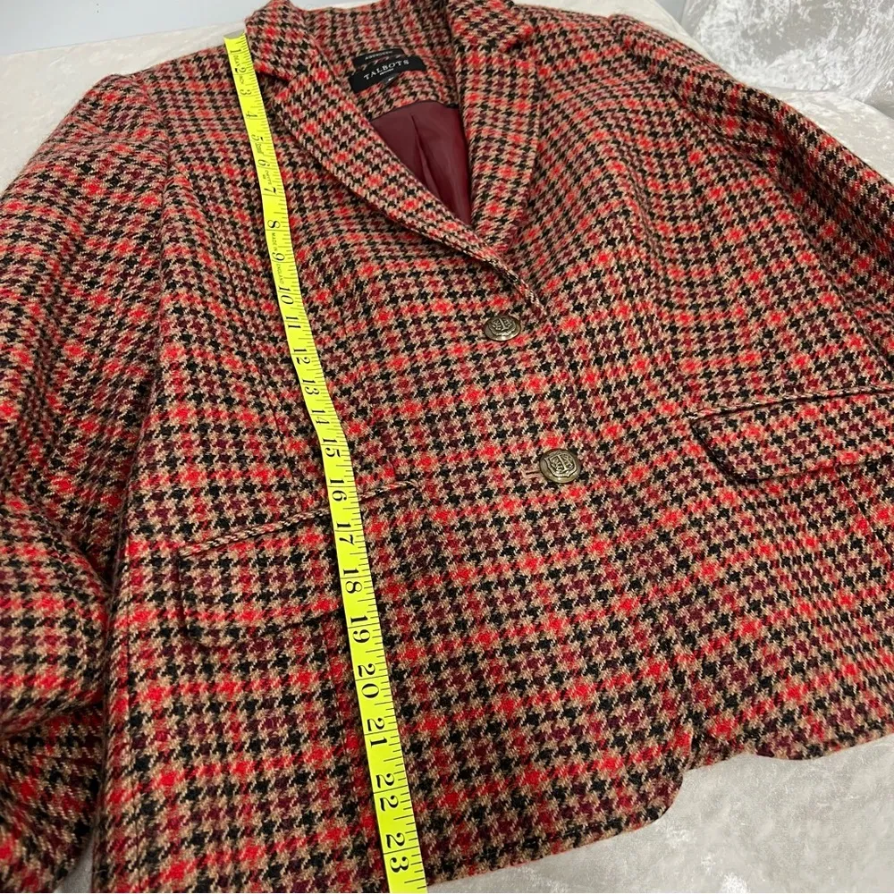 Talbots 8p Aberdeen Houndstooth Check Wool Blend Blazer Two Button Career - Image 6