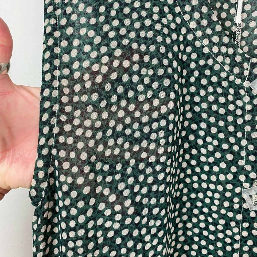 Vintage Look Sheer Jumper‎ Green Polka Dots Buttons Sleeveless Womens Size M - Image 4