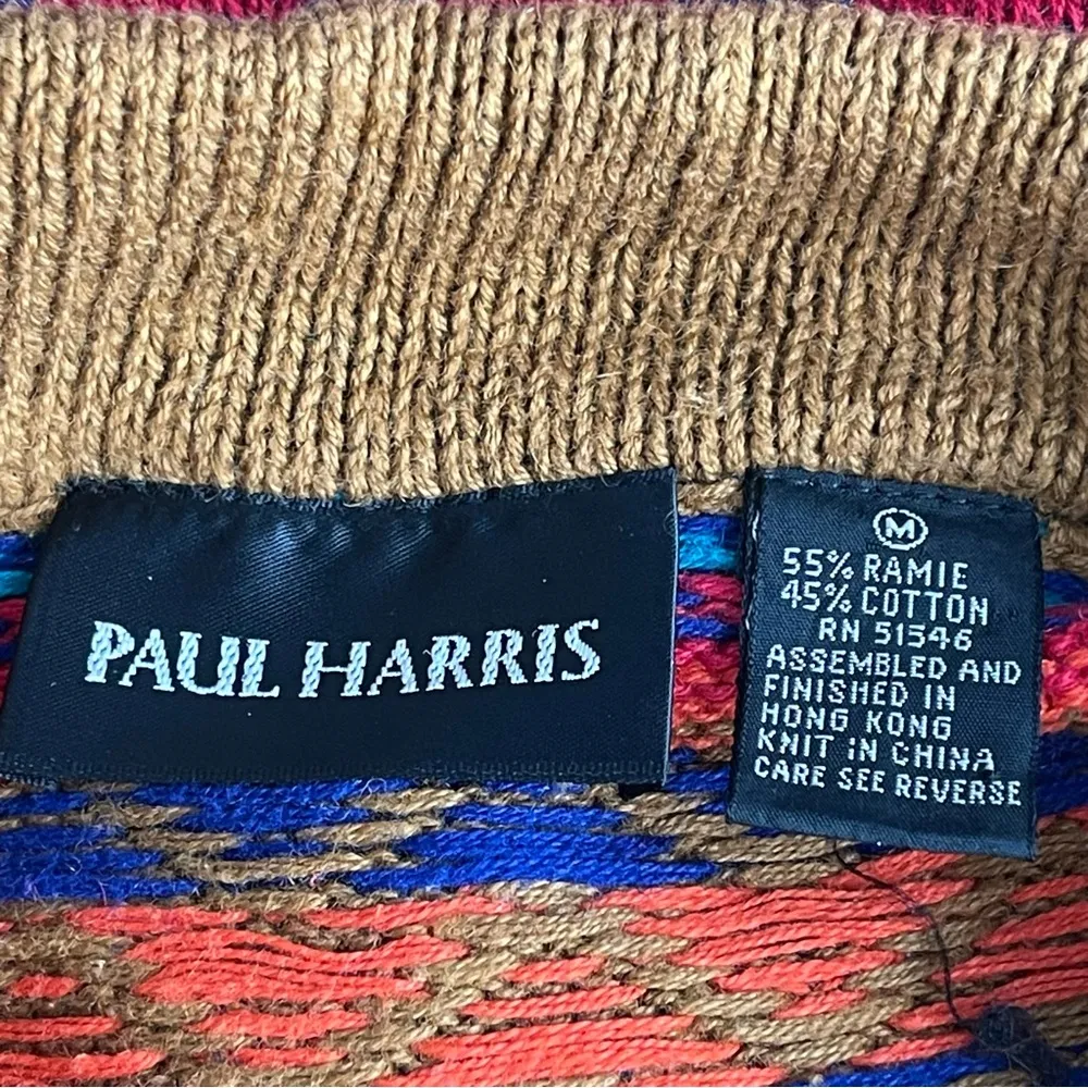 Vintage Paul Harris Colorful Patterned Women's Sweater Size M Beaded Oversized Red Size M - Image 8