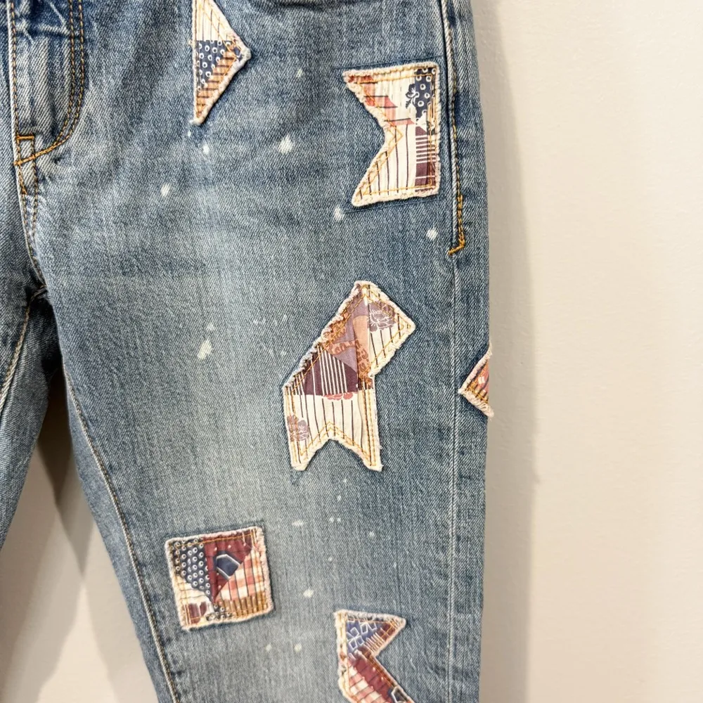 Pilcro Patchwork Slim Boyfriend Jeans Size 26 Blue - Image 4