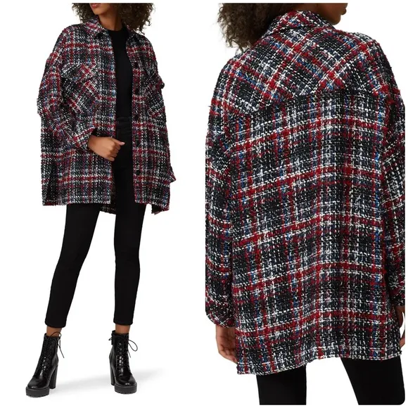 IRO Elmer Plaid Tweed Jacket Black Multi - Image 2