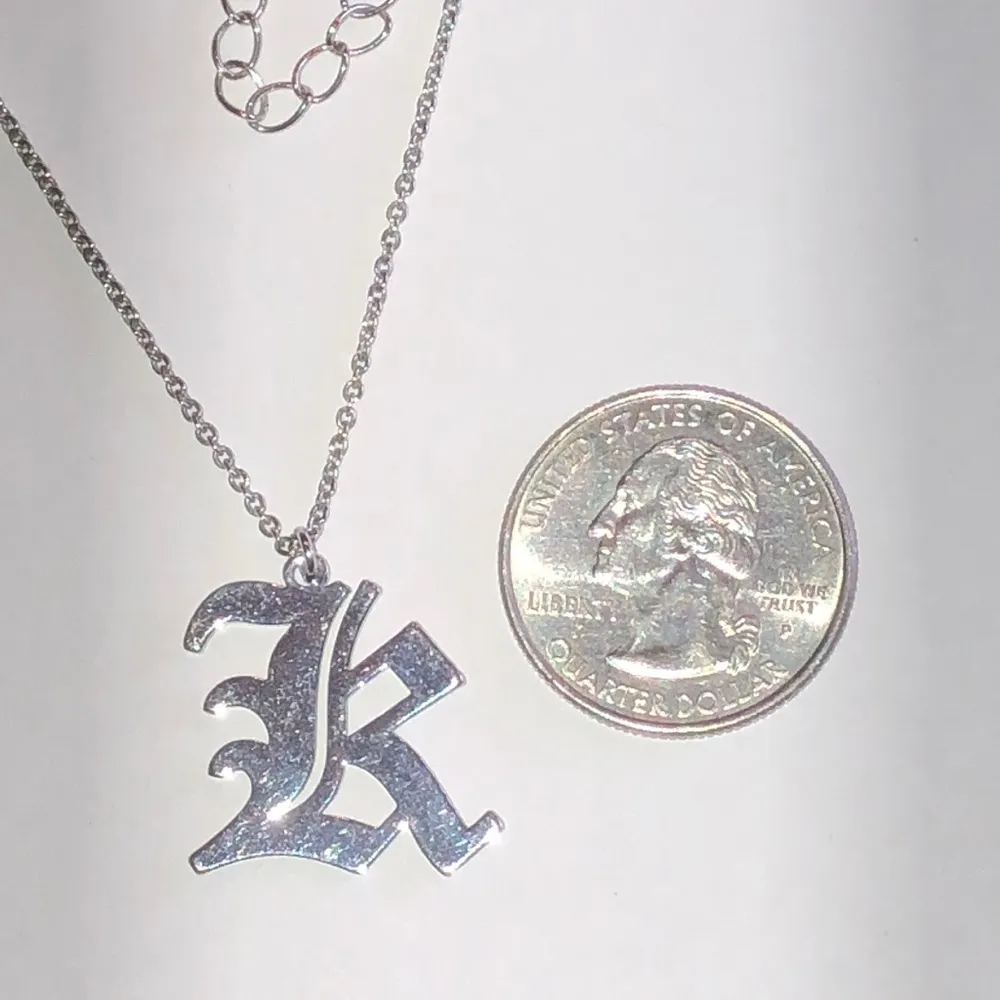 Inital K Silver Tone Dainty Chain Boho Necklace - Image 3