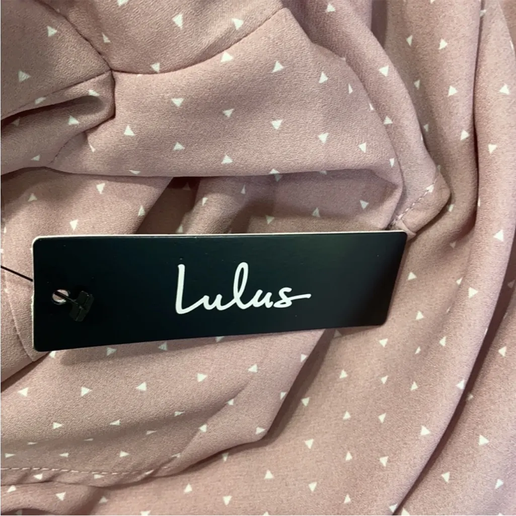 NWT Lulu’s Farah Mauve Dot Midi Wrap Dress M Purple Size M - Image 11