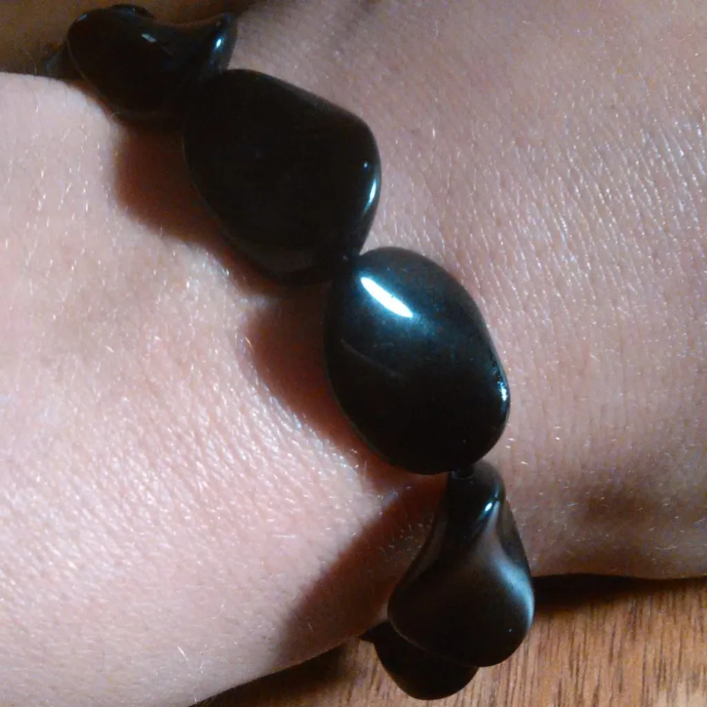 Black Agate Stainless Steel Wave Bracelet - Image 2