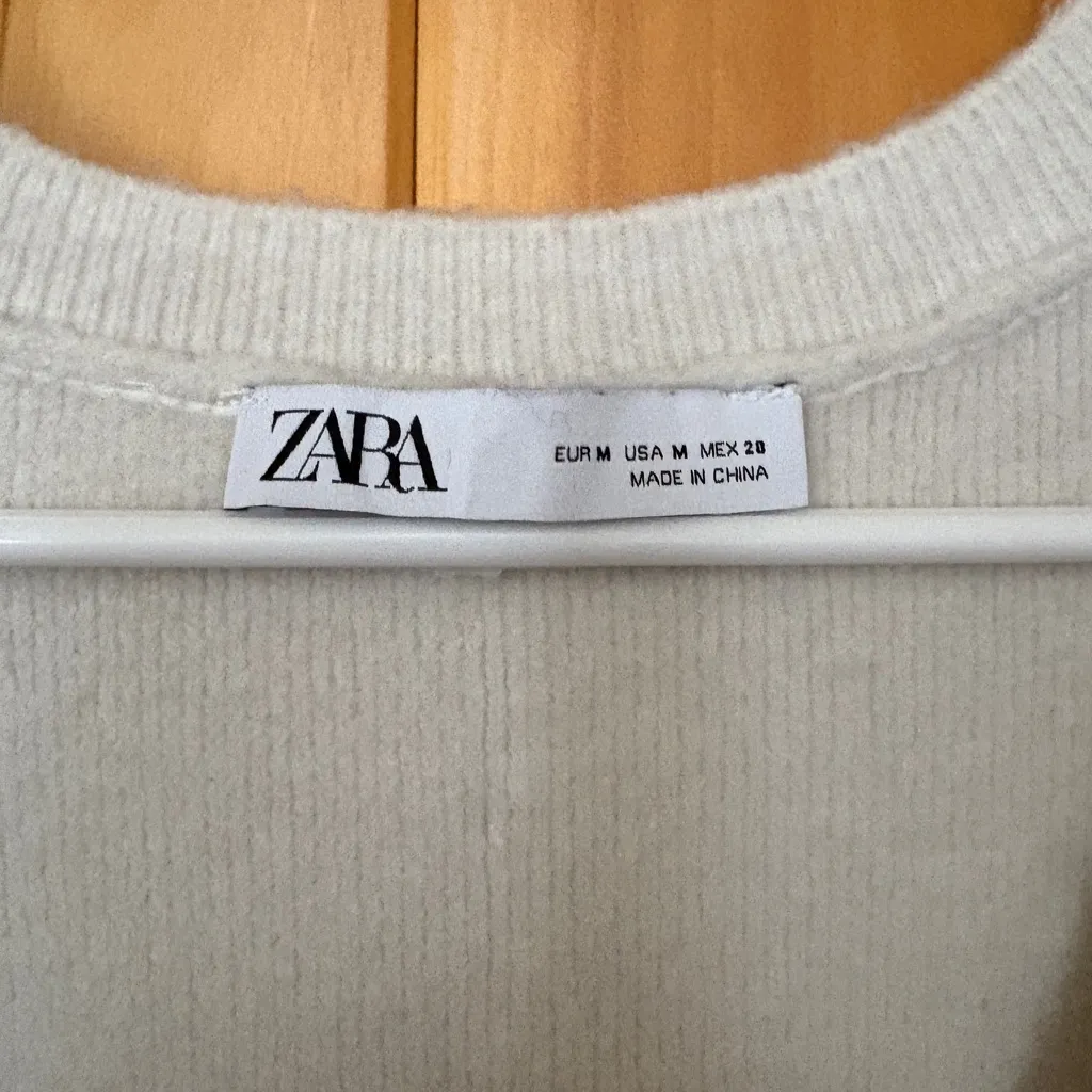 Zara Sweater Dress Womens Size Medium Ivory Alpaca Wool Blend Cream Knit - Image 13