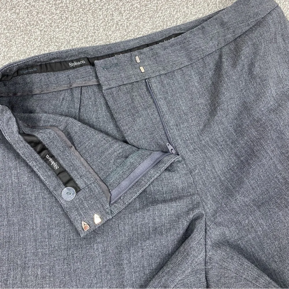 Style &‎ Co. Petite Straight Leg Flat Front Pants Gray 10P Slacks Office Stretch - Image 4