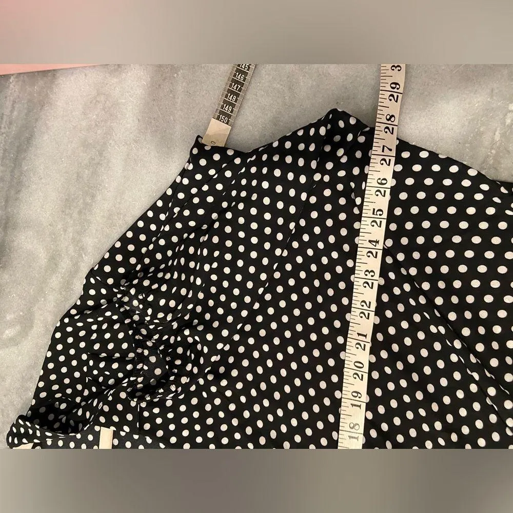 NWOT NorthStyle Size 2X Black Cream Polka Dot 3/4 Sleeve Flowy Wrap Front Blouse - Image 8