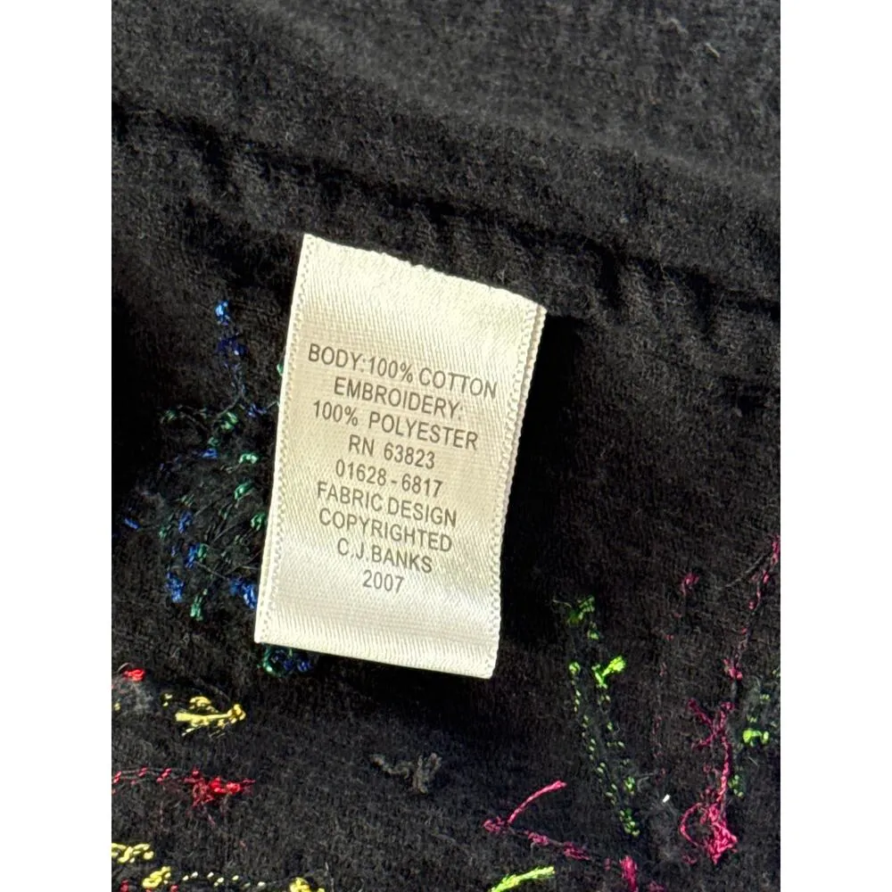 Women’s CJ Banks Black Ribbed Velvet Firework Patterned Button up Sz XL - Image 3