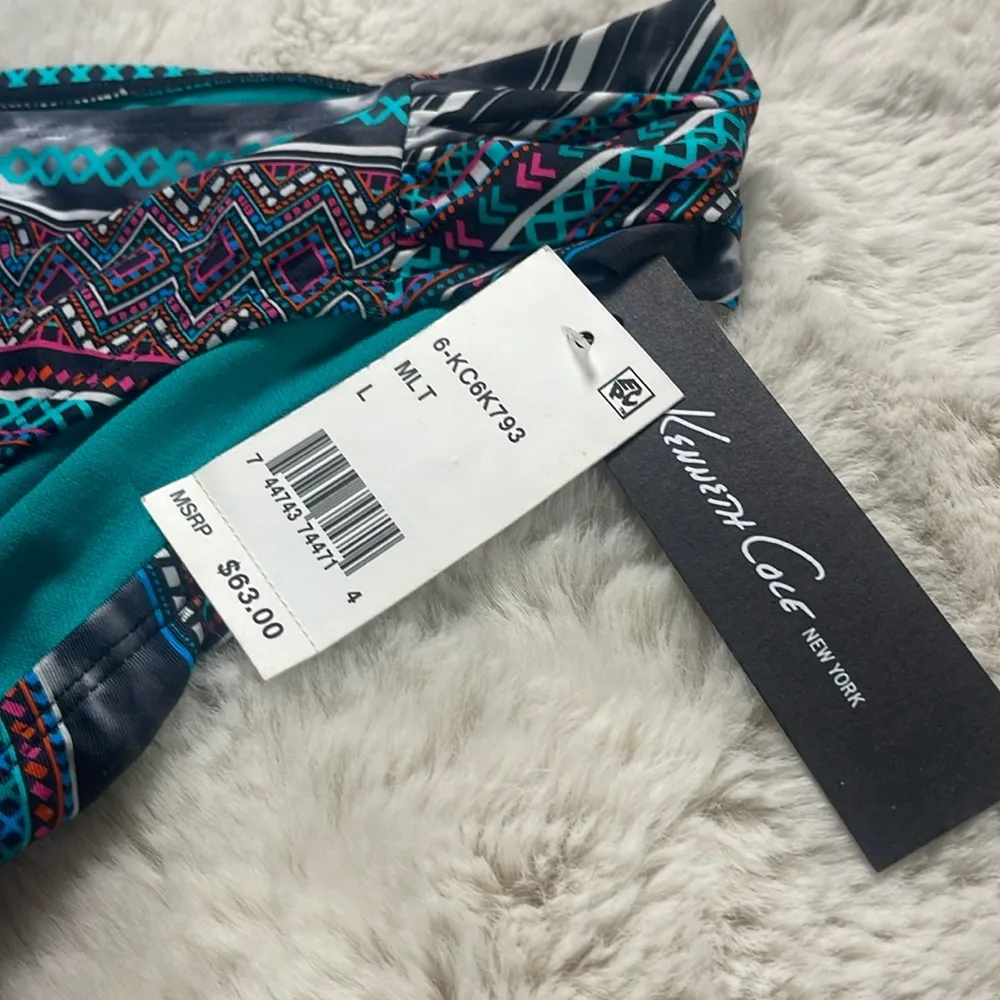 Kenneth Cole Tribal Print Bikini Bottom Size Large Black - Image 3