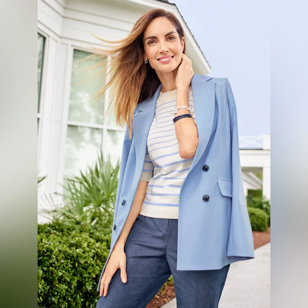 Talbots Bella Light Blue Periwinkle Double-Breasted Blazer Jacket Size 14 NWOT - Image 14