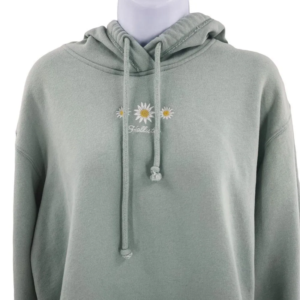 Hollister Cropped Sunflower Y2K Long Sleeve Hoodie Sweatshirt Pullover Small - Image 3