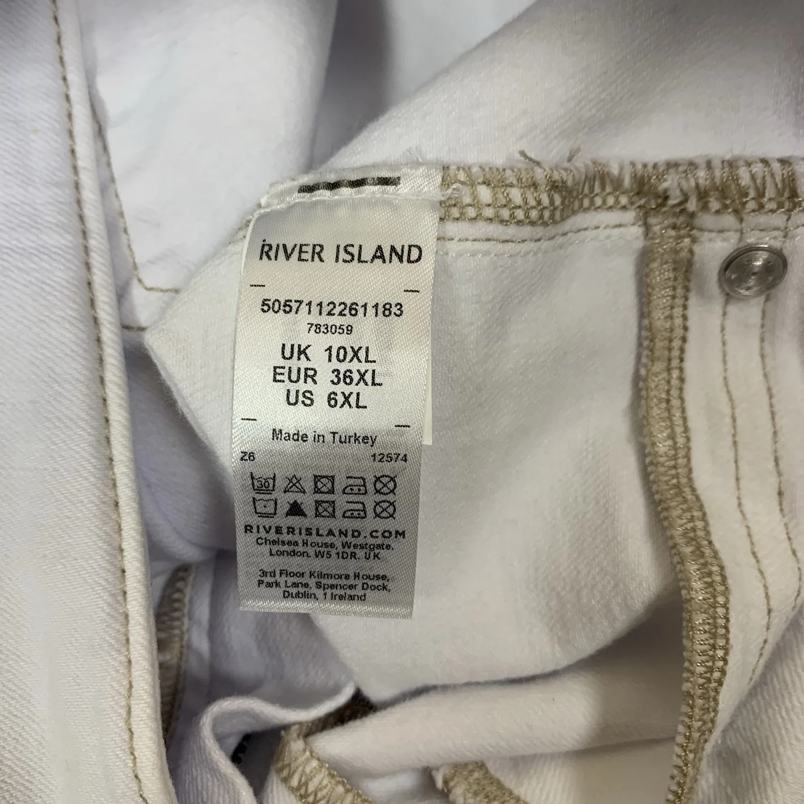 River Island White High Rise Skinny Jeans Stretch Clean Minimalist 10 Long Tall - Image 4