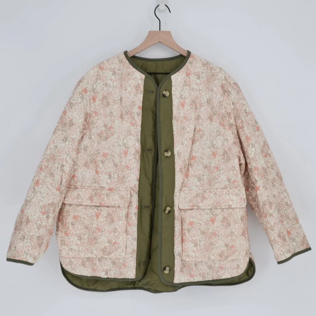 NEW Maje Brandino Reversible Down Jacket Green Fleur Rose Floral Women's 1 XS - Image 3