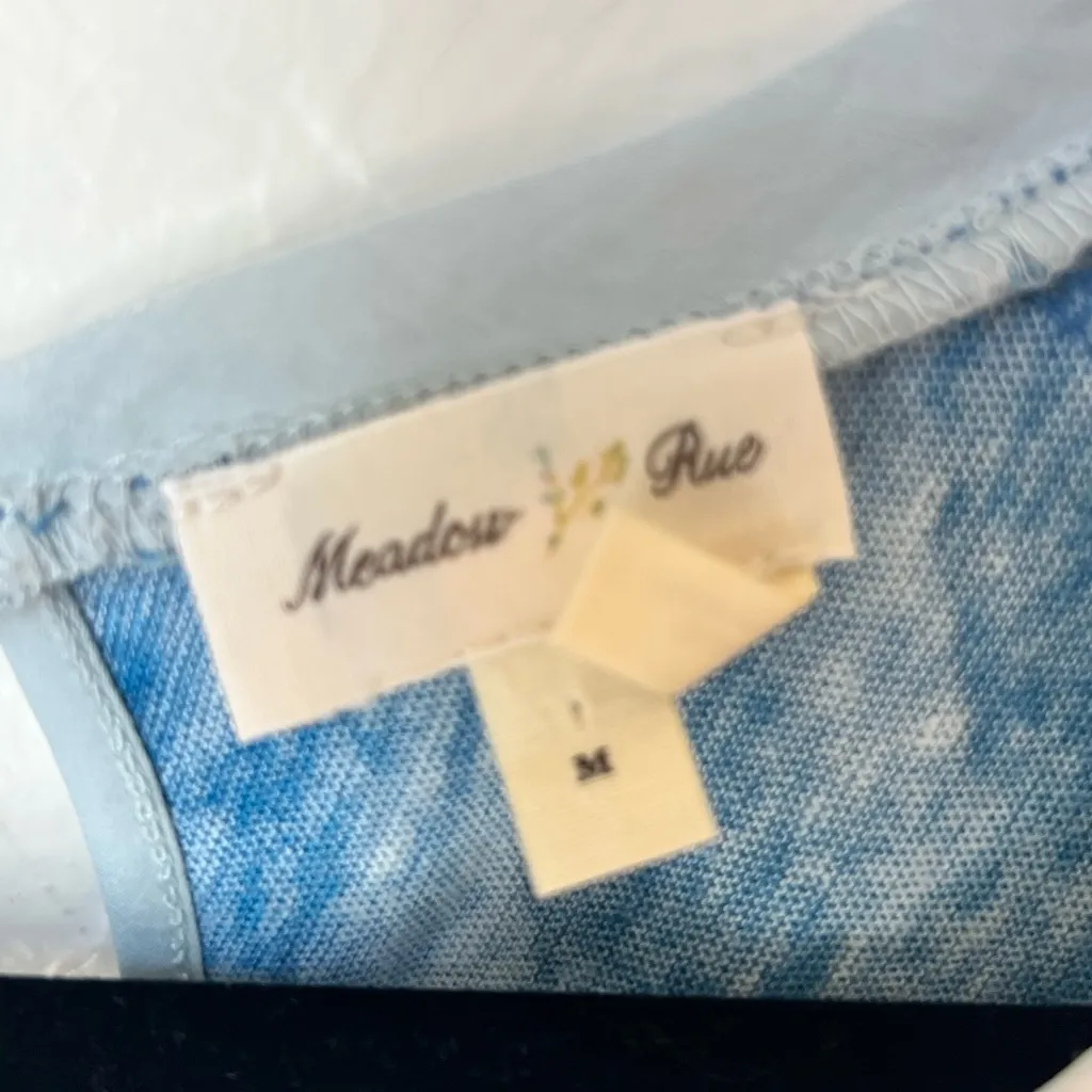 Anthropologie Meadow Rue blue floral long sleeve swing top size M Size M - Image 2