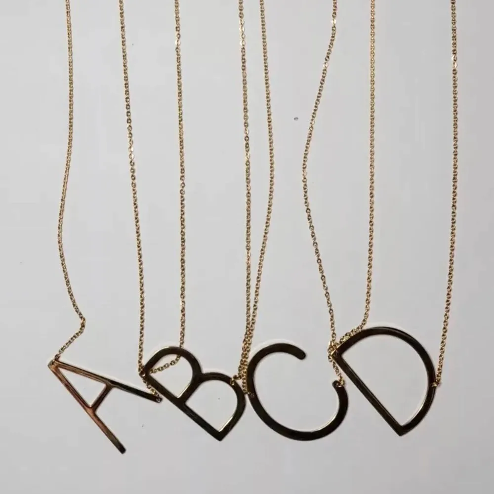 Gold Initial Pendant Necklace Letters A - Image 6