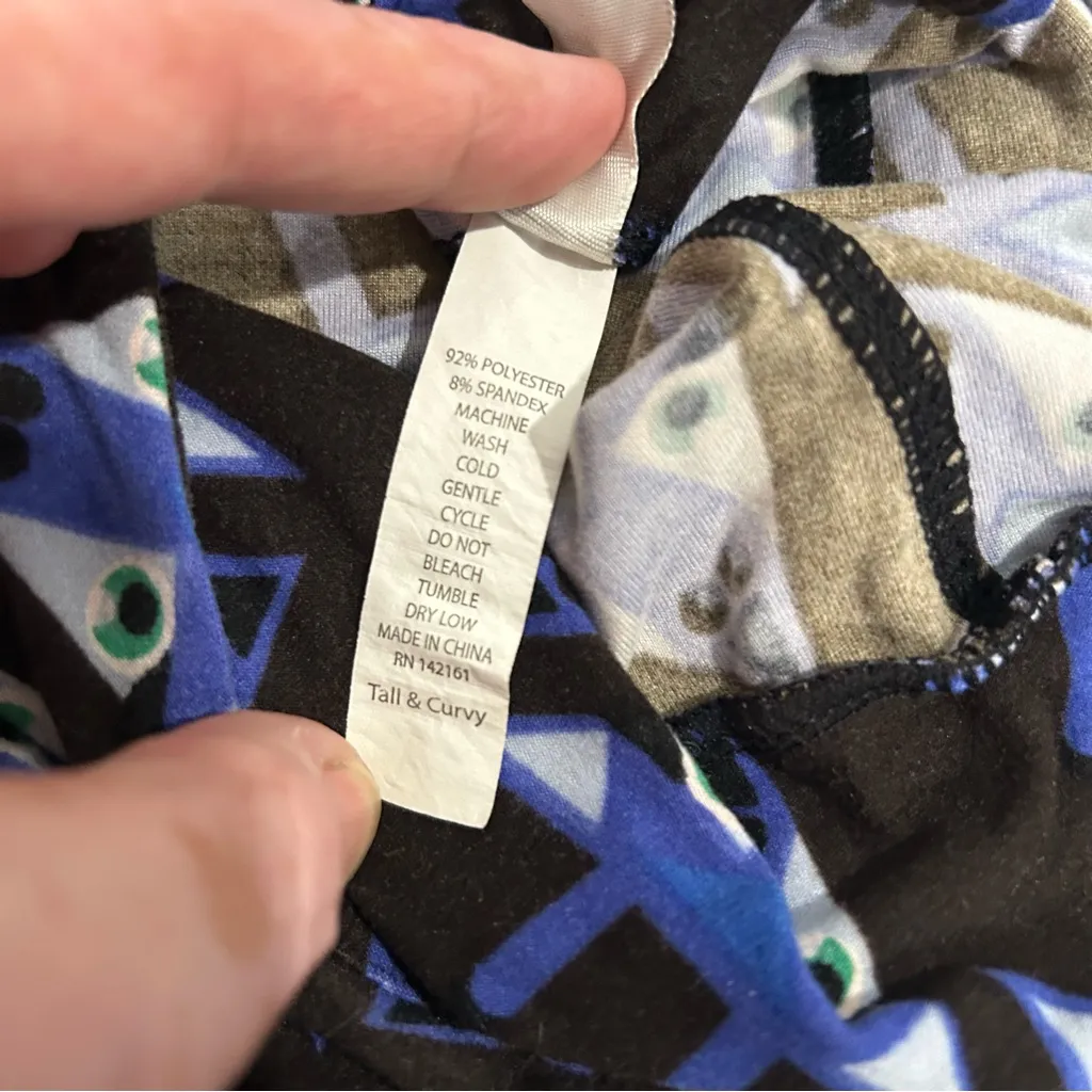 LuLaRoe TC Leggings Blue Goat Print Tall & Curvy Rare Animal Pattern 12-16 Plus - Image 4