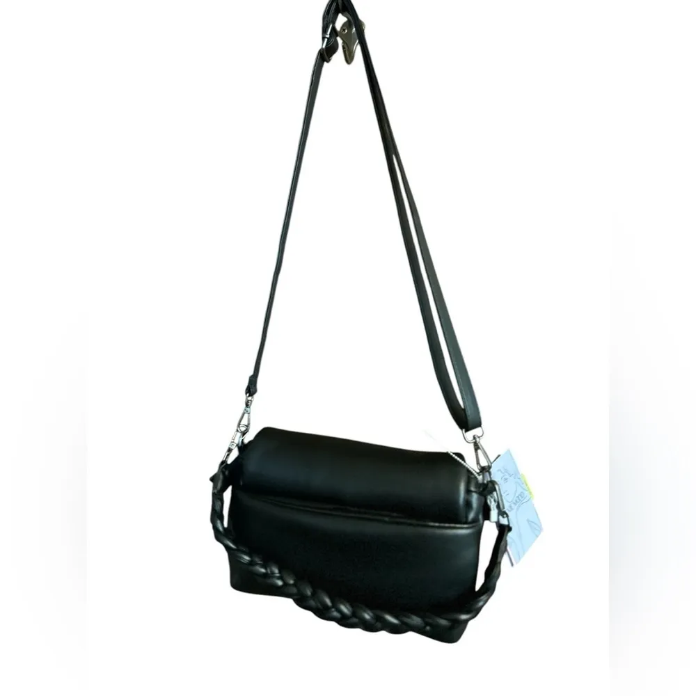 Pixie Mood Women's Black Nappa Leather Shoulder Bag Adjustable Strap - Image 9