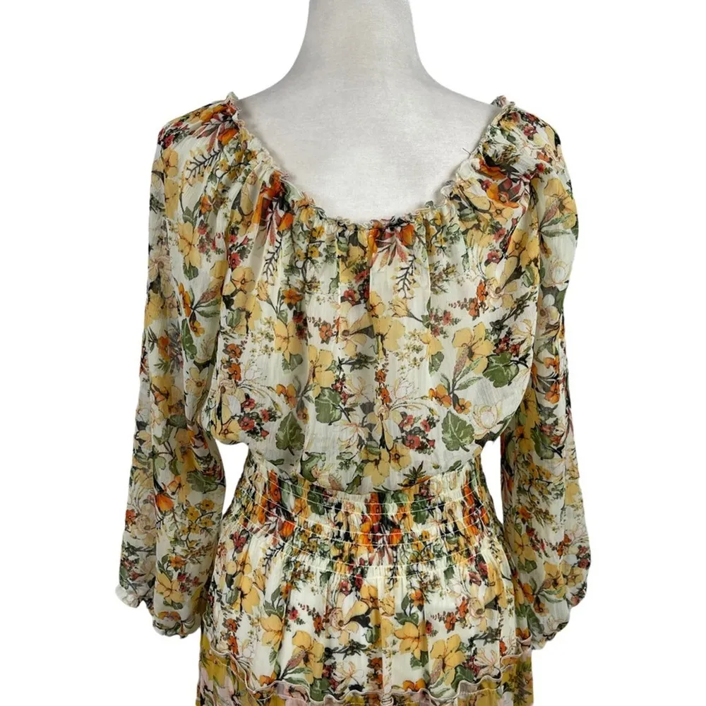 Fig and Flower Floral Pattern CottageCore Prairie Maxi Dress Banded Waist Large - Image 8