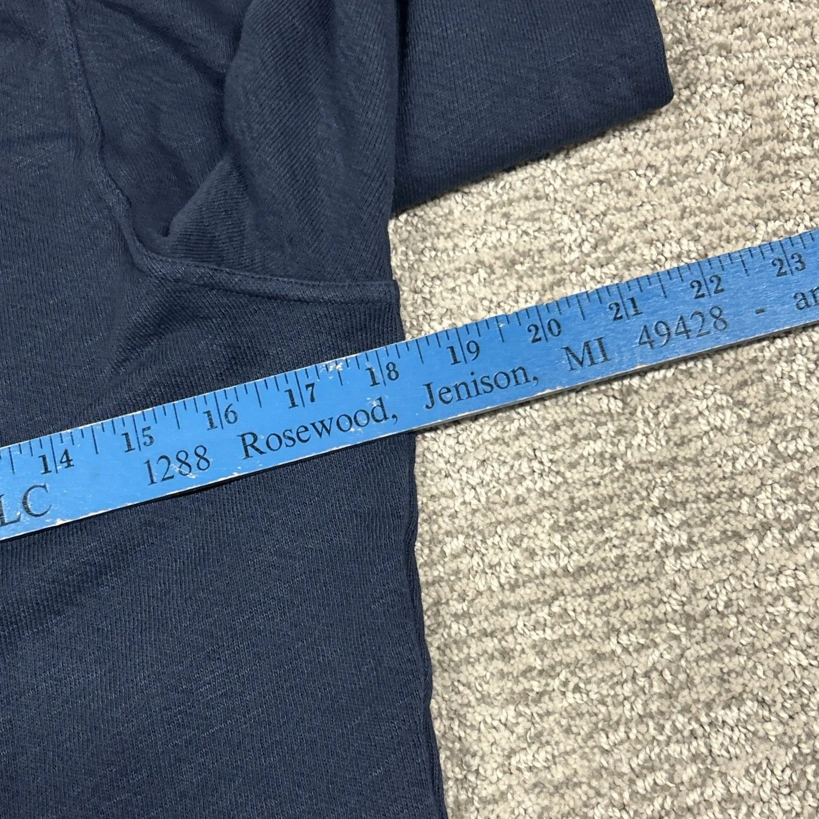 Ulla Johnson Alair Crewneck Washed Fleece Sculpted Sleeve Navy Medium **HOLE* - Image 12