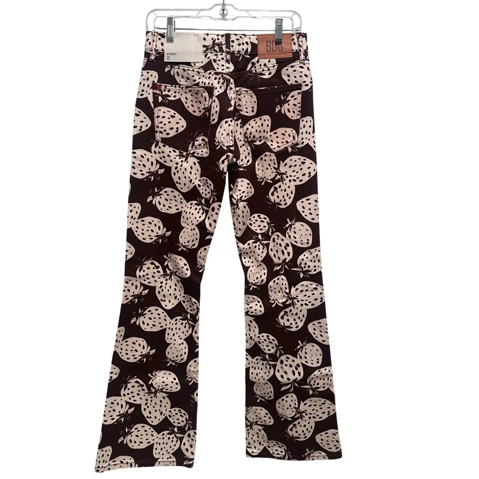 Urban Outfitters BDG 90s Bootcut Brown Cream Strawberry Pants Size 25 NWT Cotton - Image 3